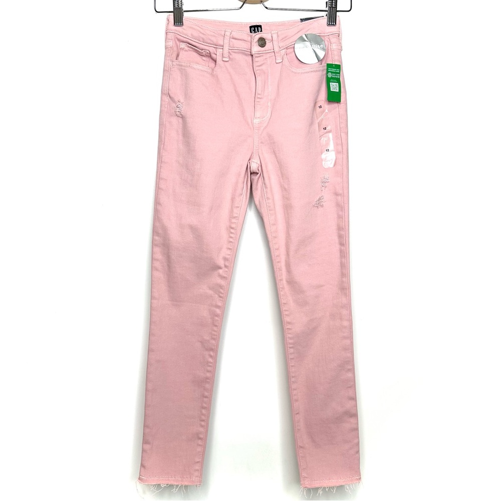 Gap Kids High Waist Stretch Ankle Jegging Pink Raw Hem Girl’s Size 12 NWT